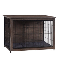 Dwanton dog crate furniture with cushion top view, adds simple surface space for decor.