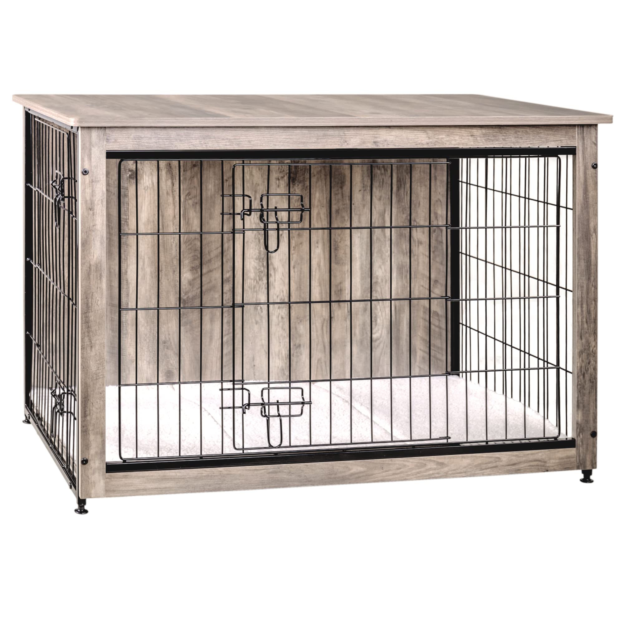 Dwanton dog crate furniture with cushion offers a cozy sleeping spot.