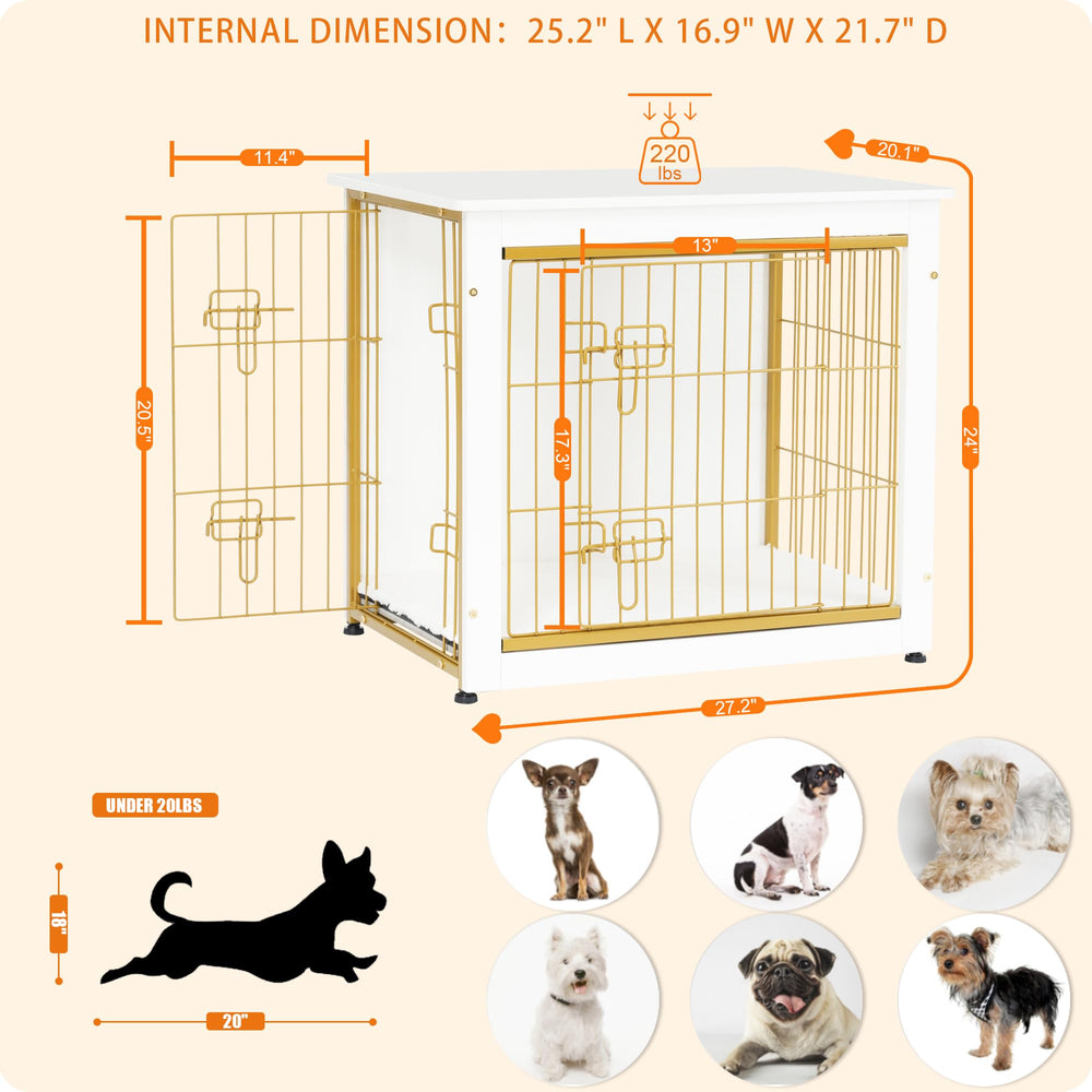 Dwanton dog crate furniture with double doors open for easy access