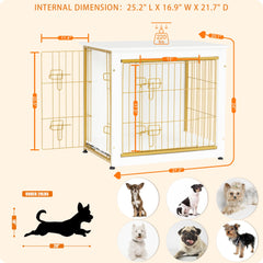 Dwanton dog crate furniture with double doors open for easy access