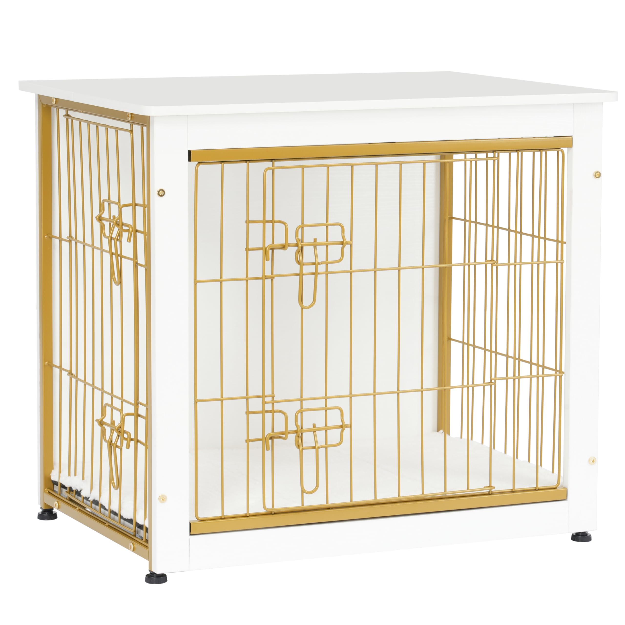 Dwanton dog crate furniture front view with double doors and top surface ready for decor