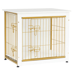 Dwanton dog crate furniture front view with double doors and top surface ready for decor