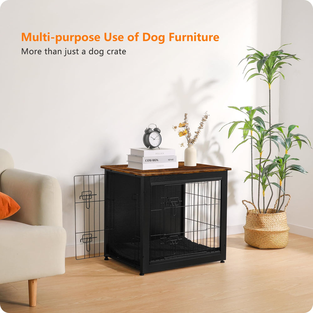 Dwanton kennel table shown in living room setup