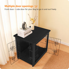 Dwanton dog crate furniture open doors shows easy access for dogs and owners