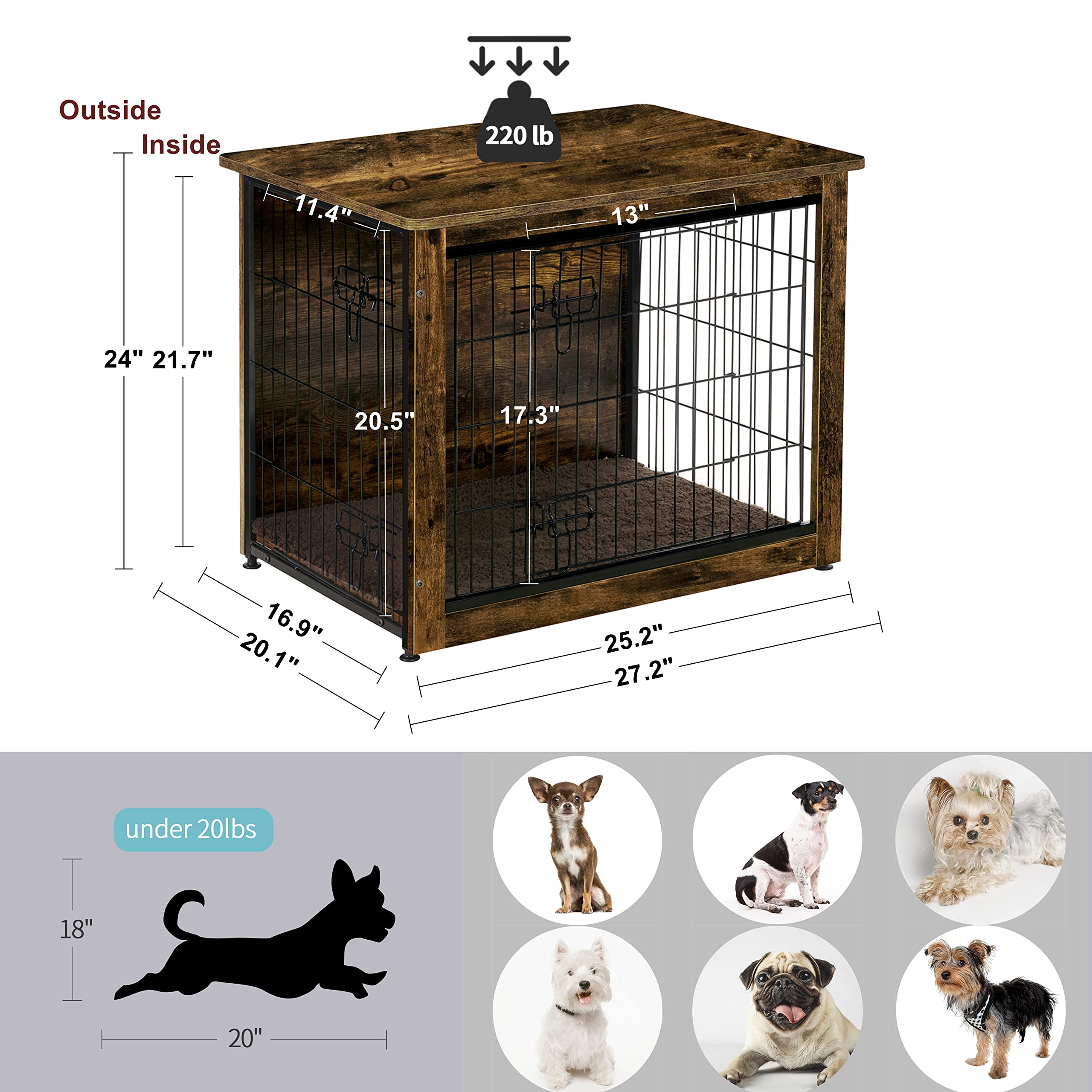 Dwanton dog crate furniture made from particleboard and wire for durability
