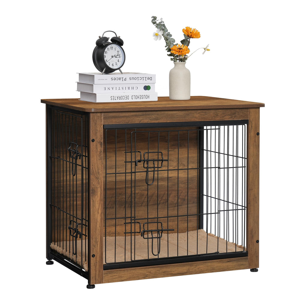 Dwanton crate length 27-2 inches fits multiple dog sizes.