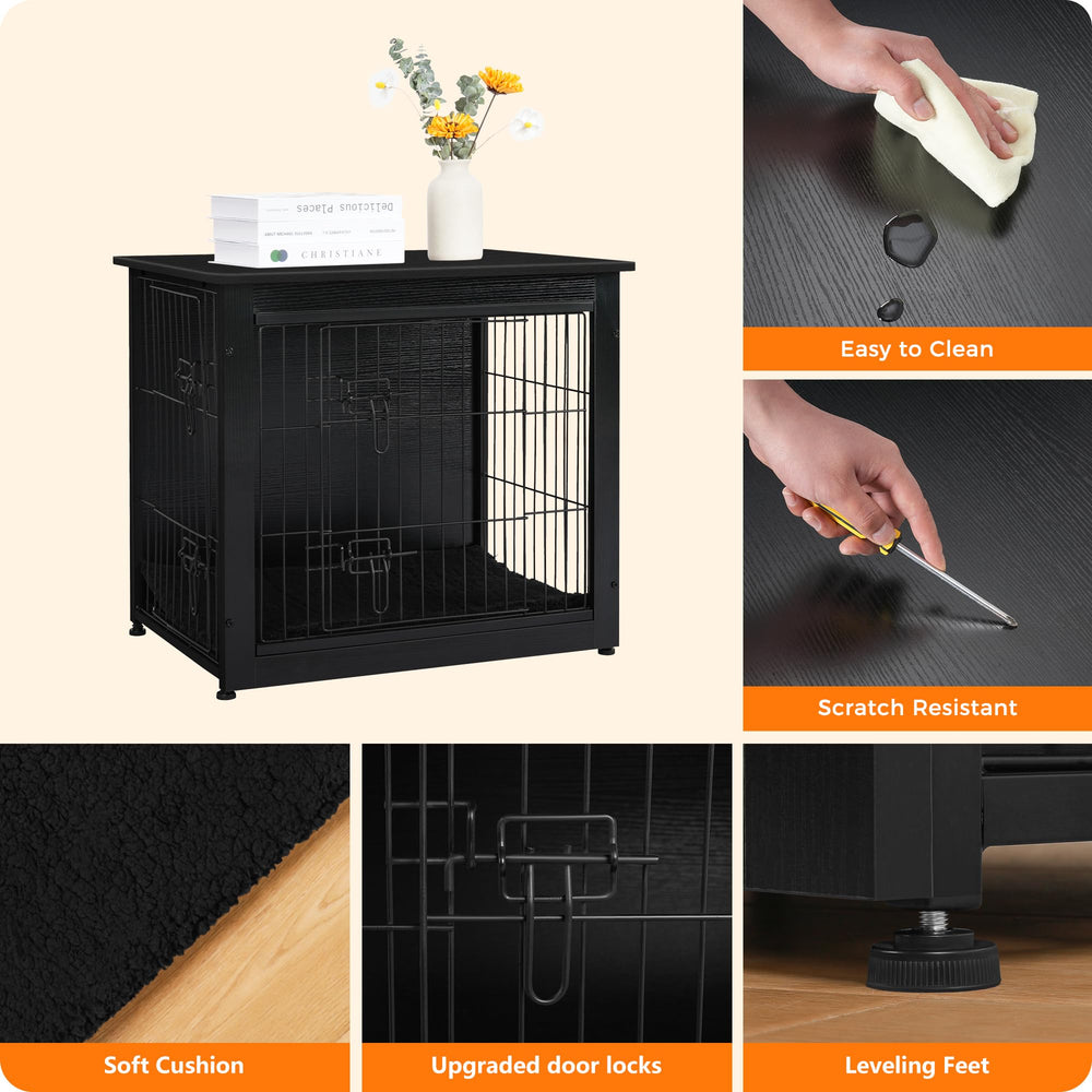 Dwanton dog crate furniture wooden base provides stability and protects floors