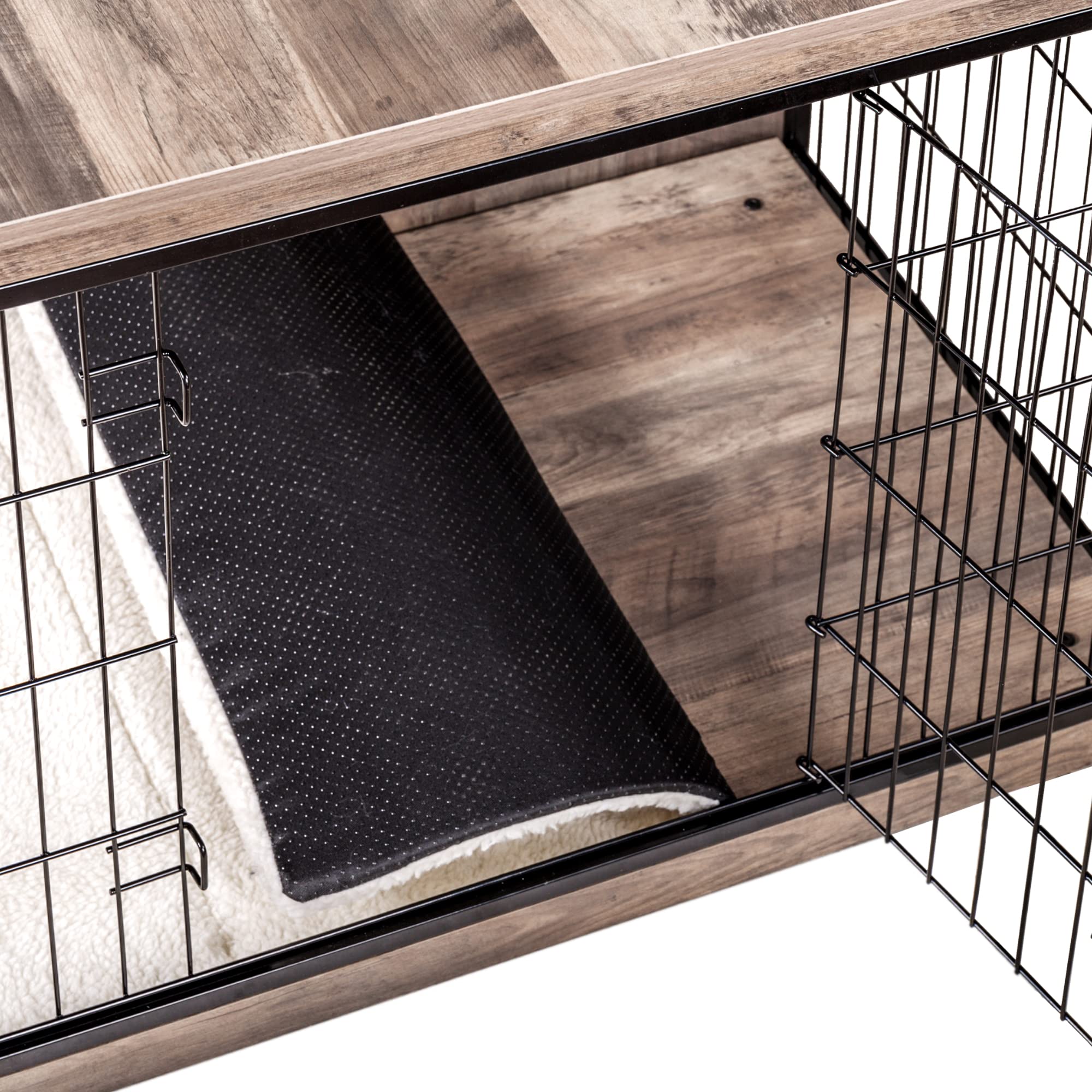 Dwanton dog crate side table design blends with home decor.