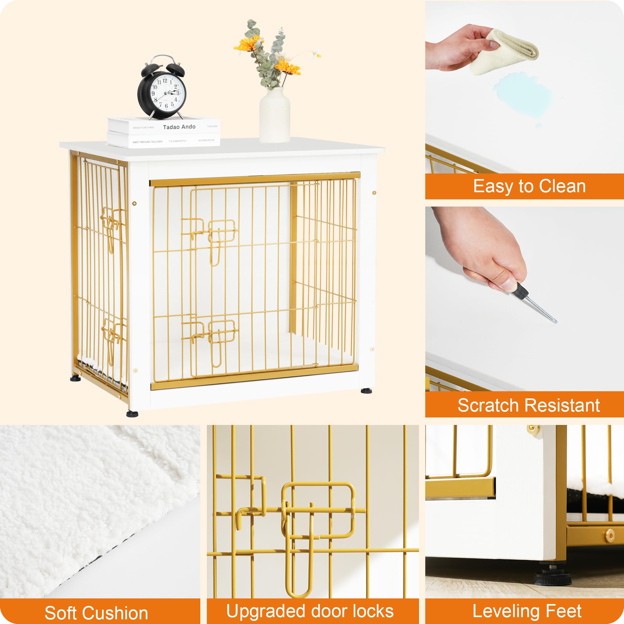 Dwanton dog crate table top used for decor and lamp setup