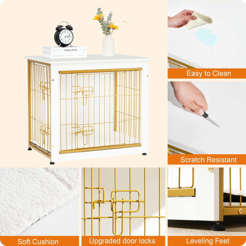 Dwanton dog crate table top used for decor and lamp setup