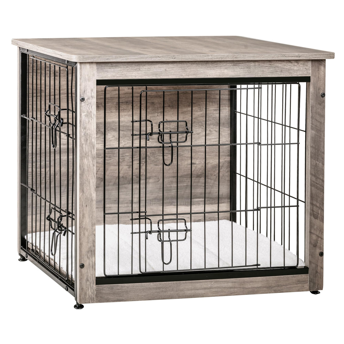 Dwanton dog crate table top view, versatile surface for decor and lighting.