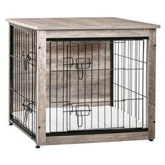 Dwanton dog crate table top view, versatile surface for decor and lighting.