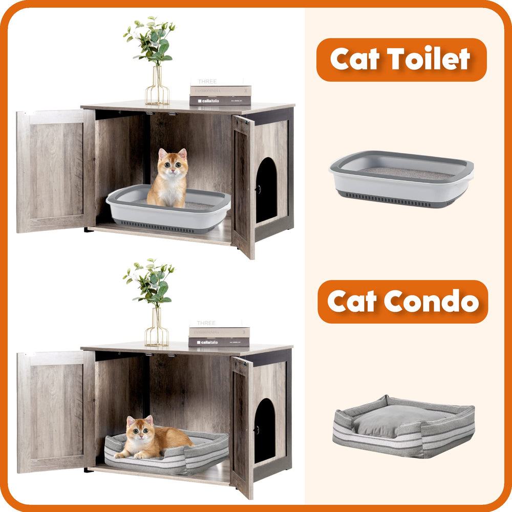 Dwanton Litter Box Enclosure dimensions illustration helps verify fit.