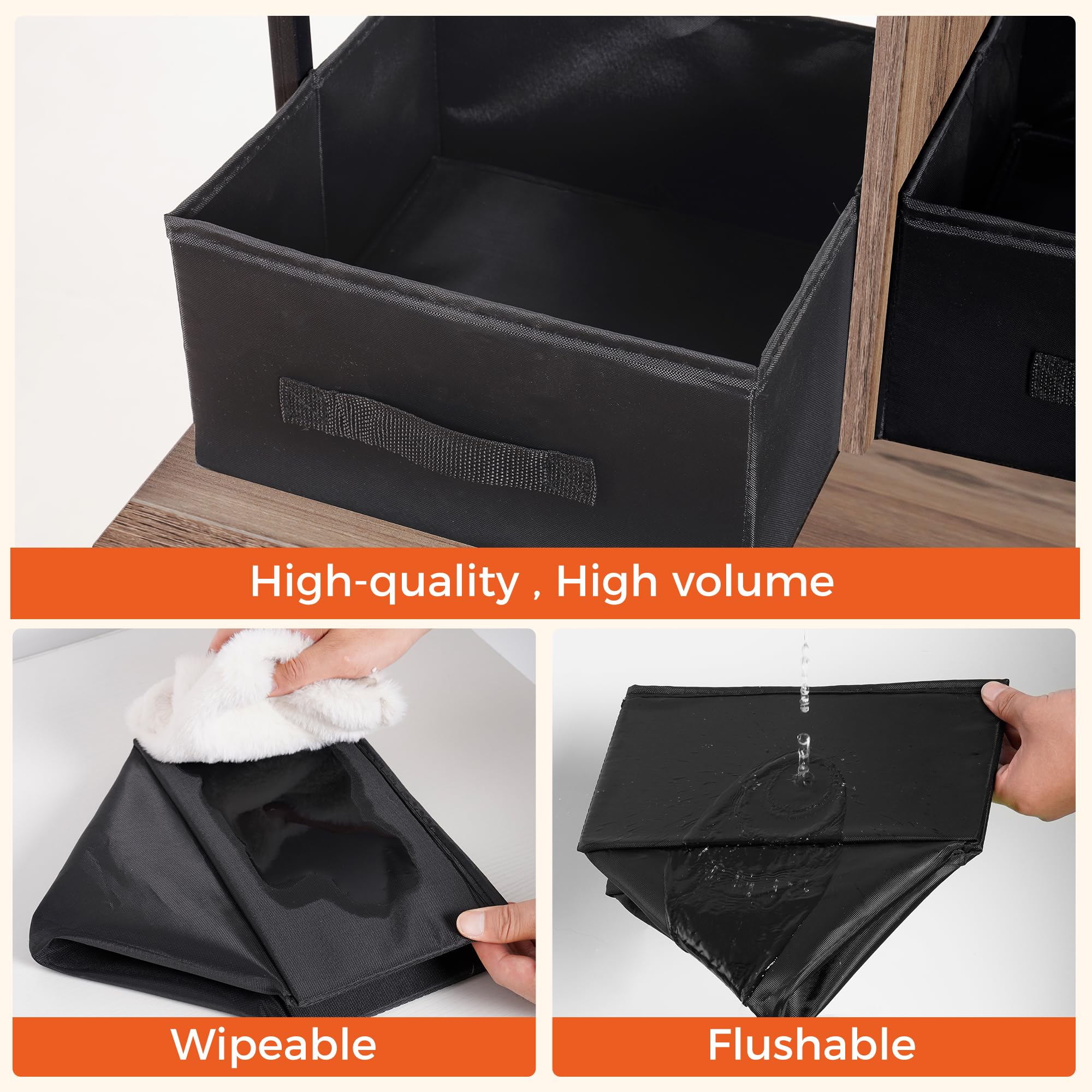 Dwanton litter box enclosure greige finish blends with home decor.