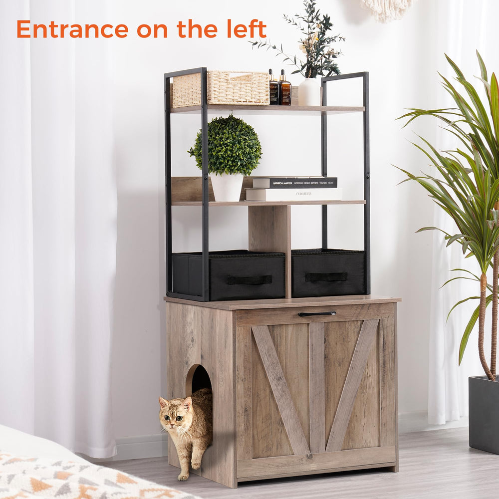 Dwanton enclosure interior reveals spacious area to fit standard litter boxes.