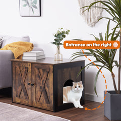 Dwanton Litter Box Enclosure with reversible entrance on the left side.