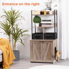 Dwanton litter box enclosure with two shelves for storage and decor.