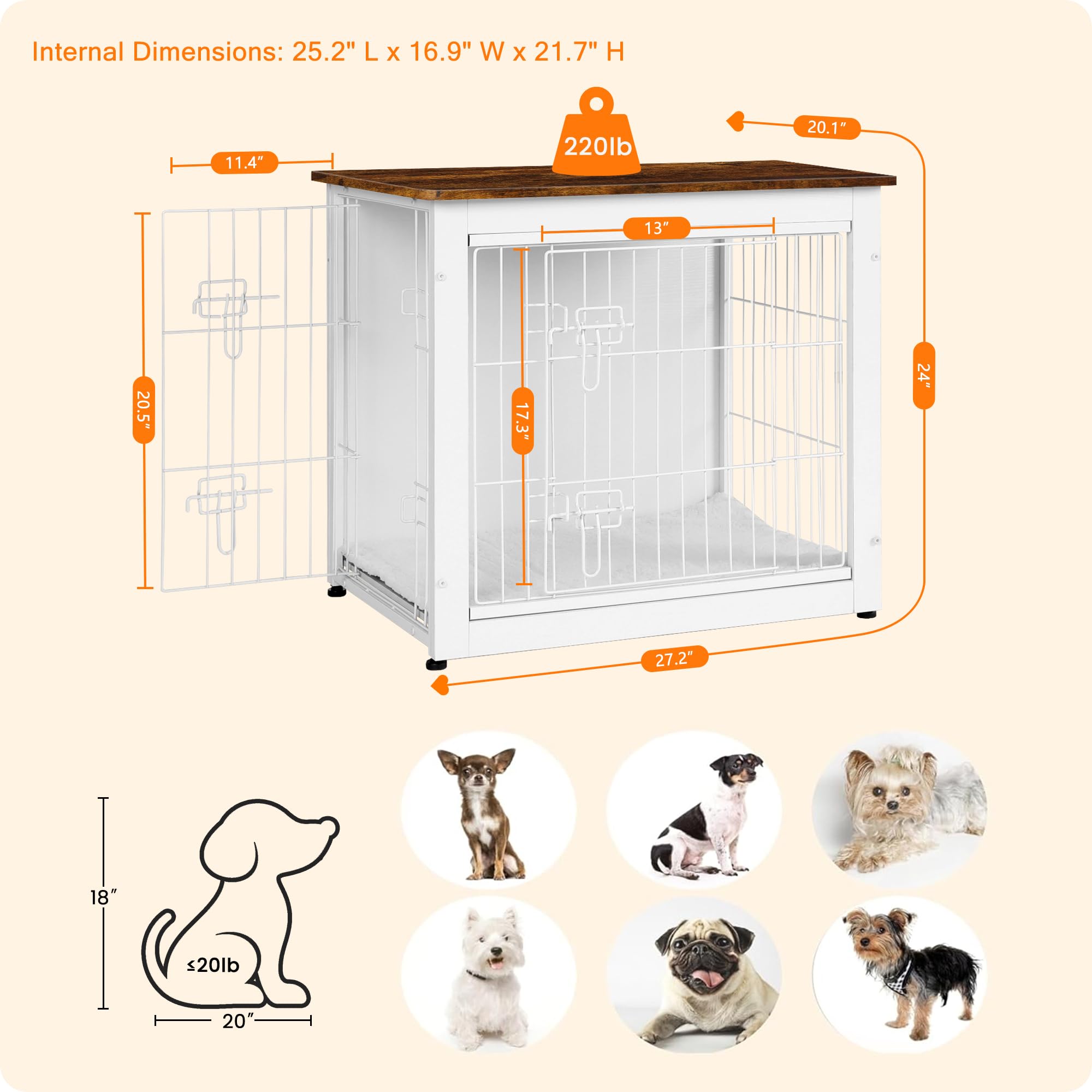 Dwanton wooden kennel table interior with cushion for cozy resting spot