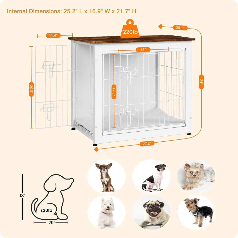 Dwanton wooden kennel table interior with cushion for cozy resting spot