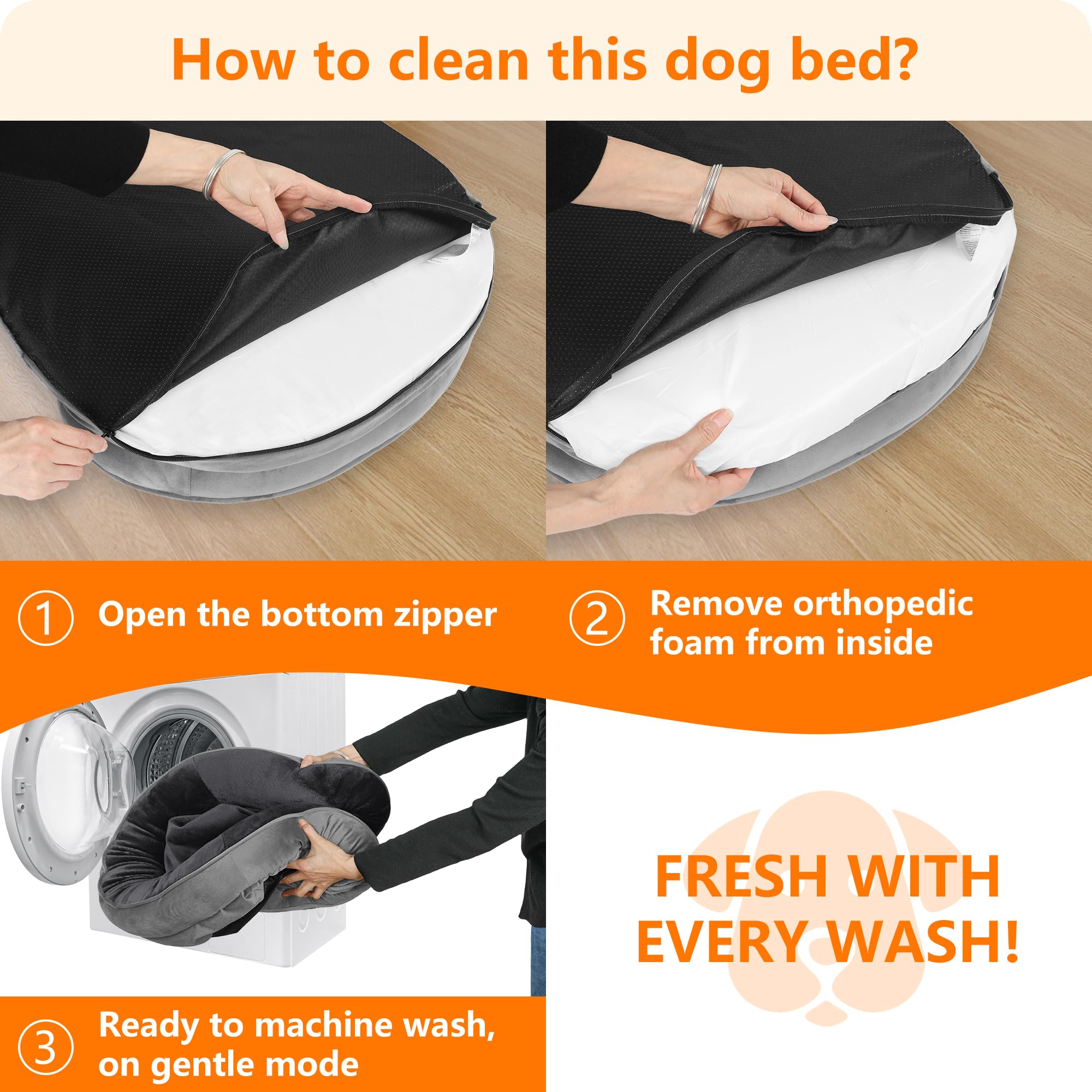 Dwanton wrap-around pillow design surrounds your dog for security.