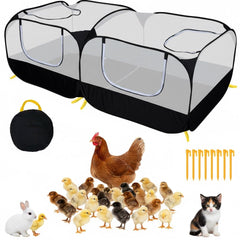 DWQEKD small animal playpen setup with quick pop-up frame for easy outdoor use