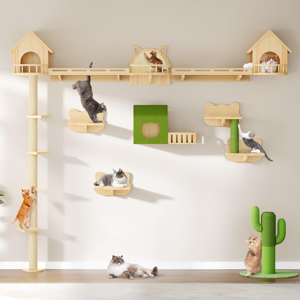 DWVO cat tower with scratching posts and runway for active cats