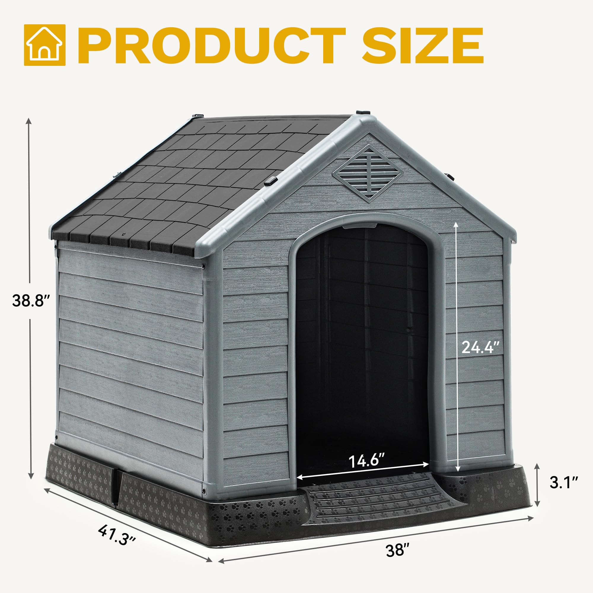 DWVO Spacious Dog Shelter weatherproof build resists rain and elements for versatile placement.