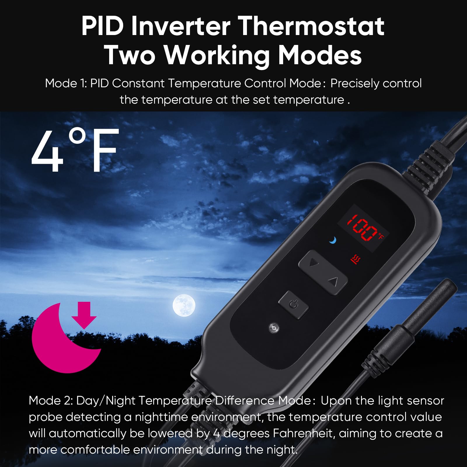 DXOPHIEX reptile heat lamp dome with dimming thermostat enables day-night temperature shifts.