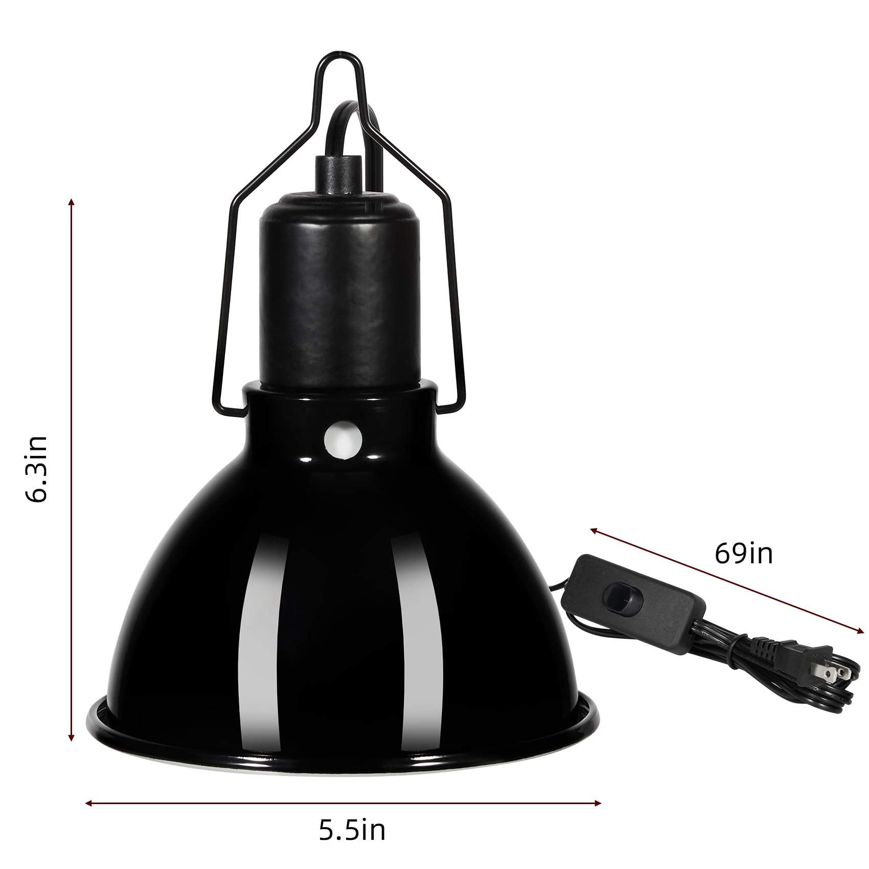 DXOPHIEX aluminum reflector dome enhances UVB/UVA light distribution for basking.