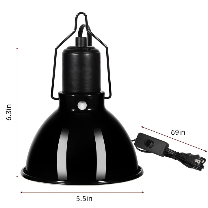 DXOPHIEX aluminum reflector dome enhances UVB/UVA light distribution for basking.
