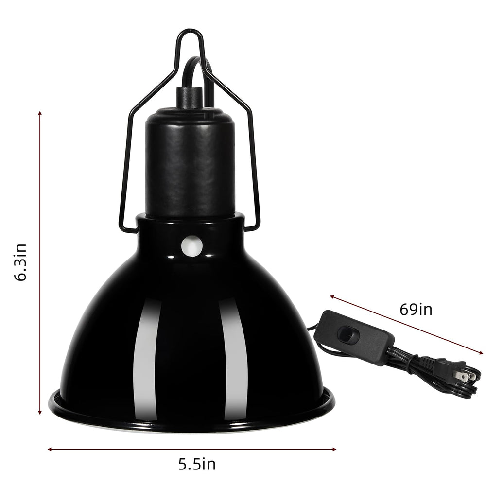 DXOPHIEX aluminum reflector dome enhances UVB/UVA light distribution for basking.