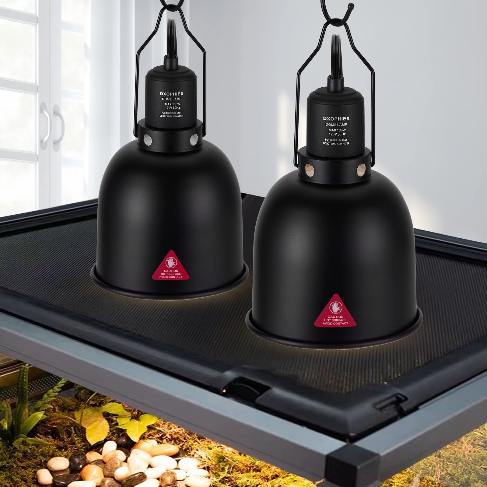 DXOPHIEX bearded dragon terrarium setup using the deep dome lamp