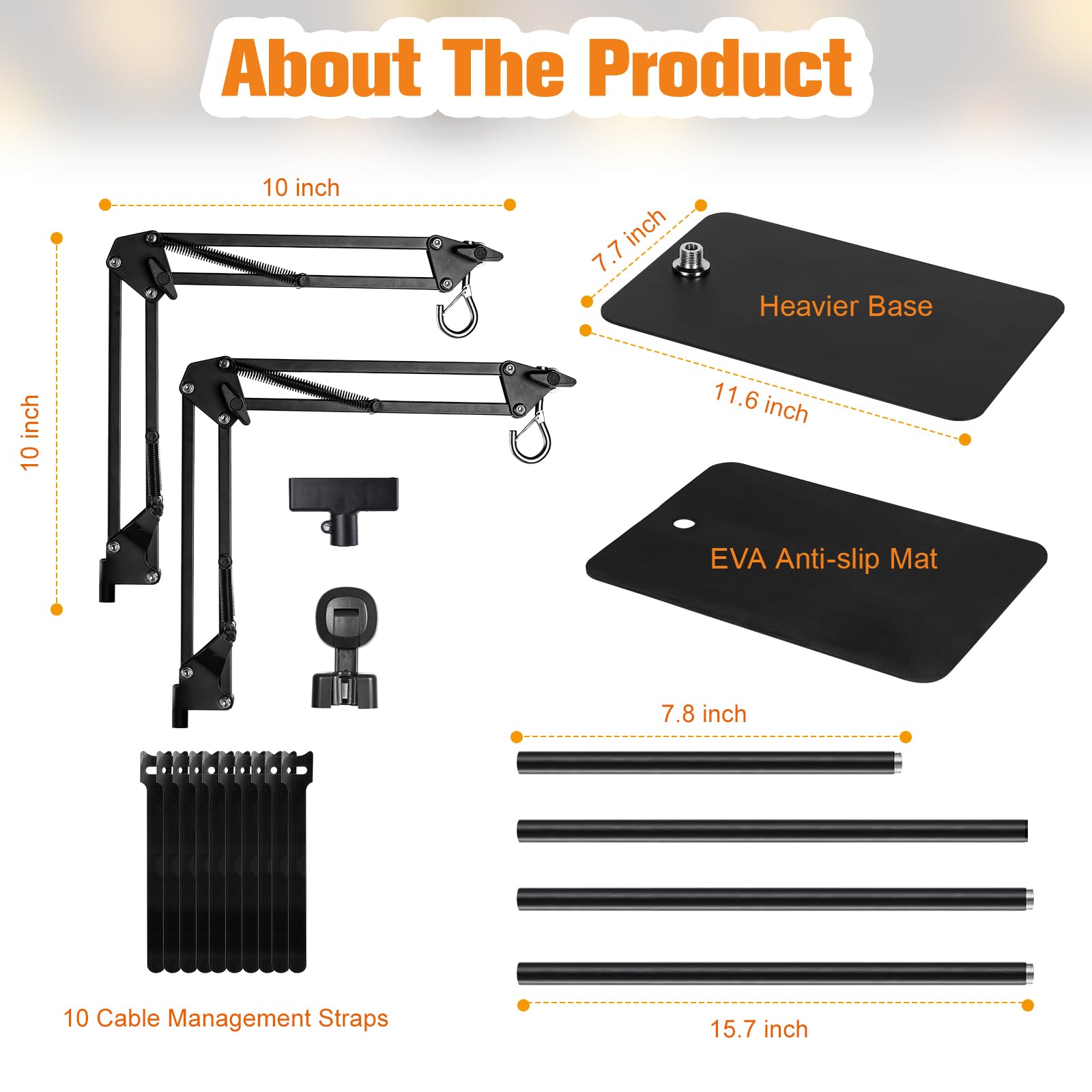 DXOPHIEX dual reptile lamp stand EVA pads prevent tipping and floor marks.