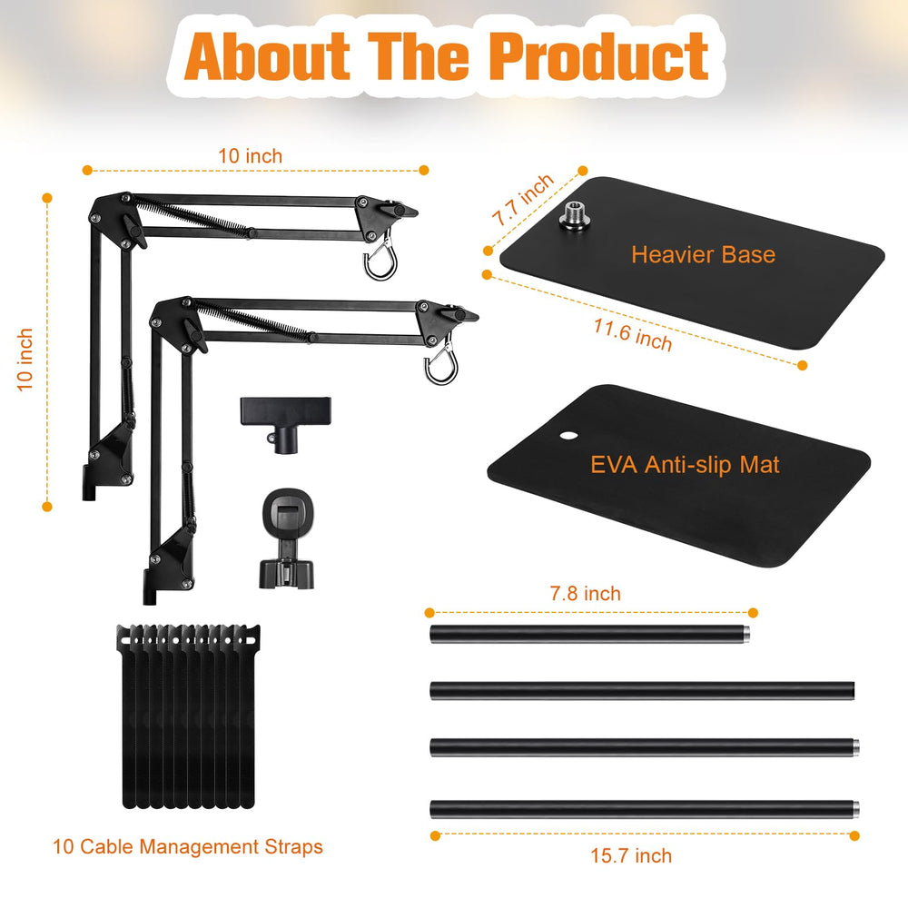 DXOPHIEX dual reptile lamp stand EVA pads prevent tipping and floor marks.