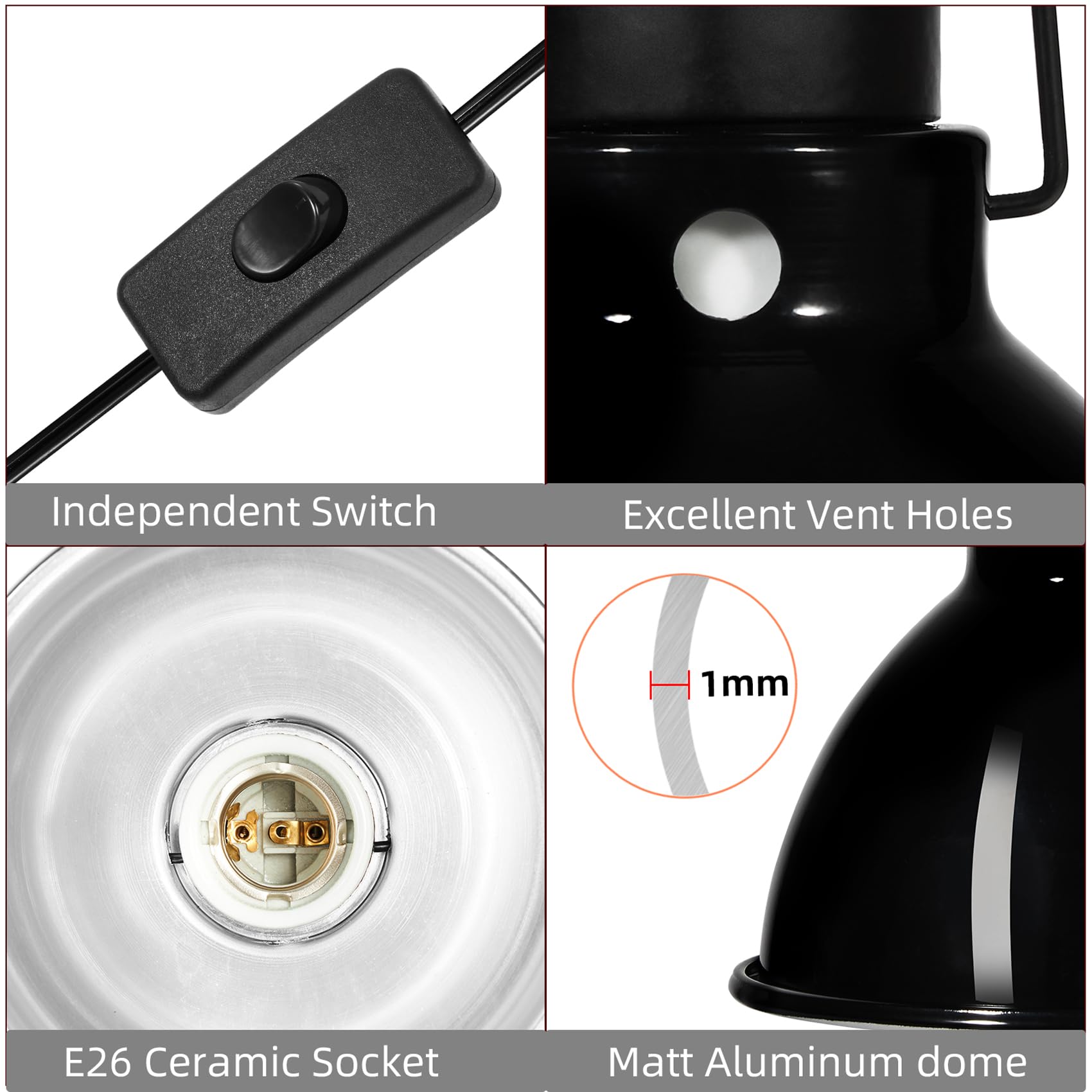 DXOPHIEX independent switch reptile light fixture for safe, selective control.