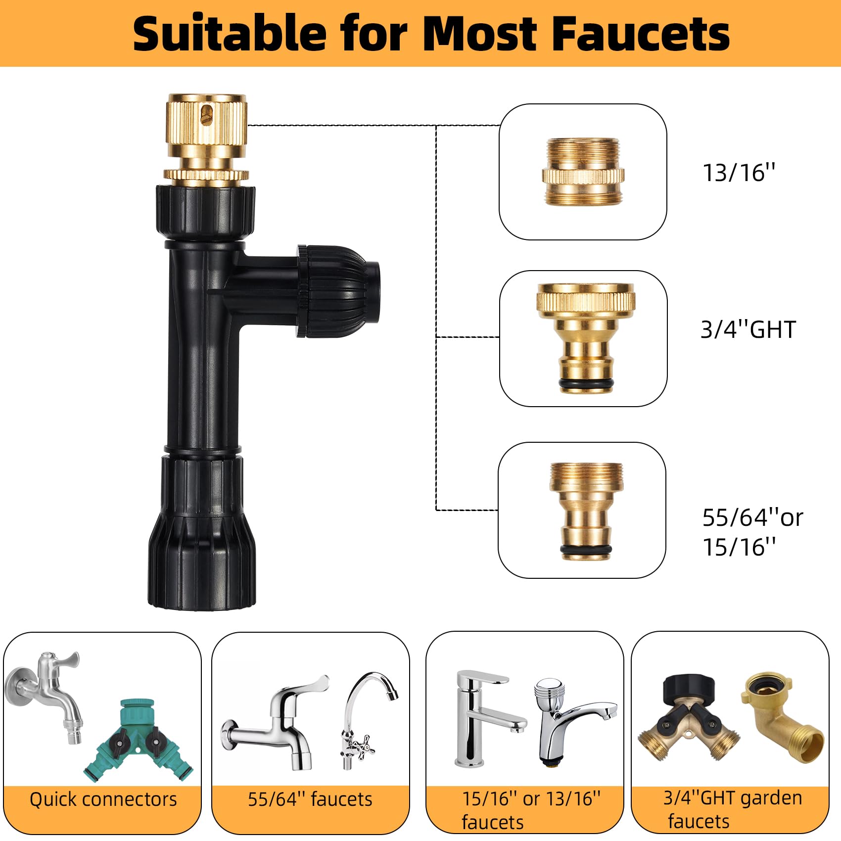 DXOPHIEX metal faucet adapters set fits most taps for easy connection.