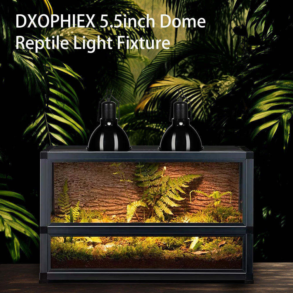 DXOPHIEX universal-fit fixture works with ceramic, UVB, and infrared lamps.