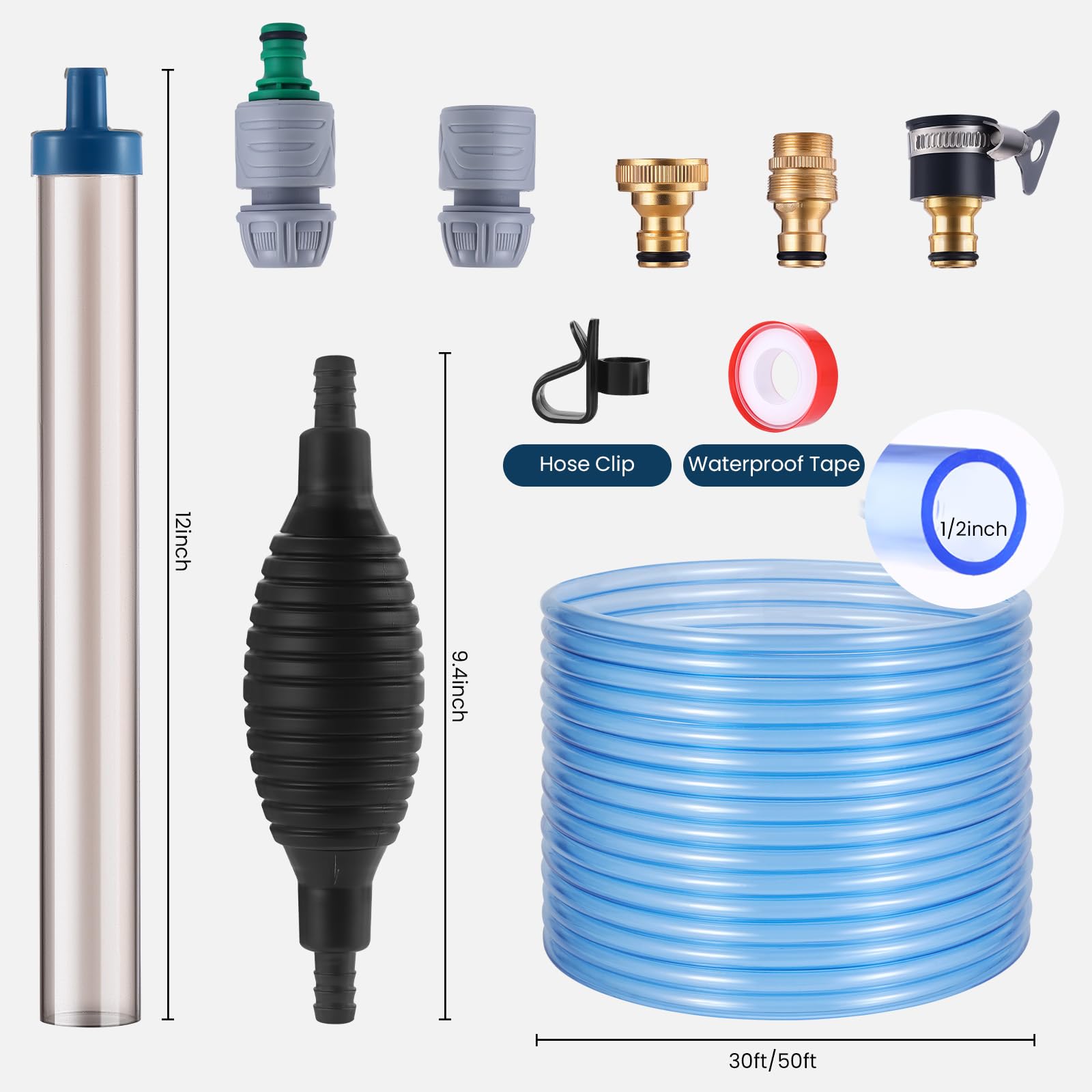 DXOVEEN 30 ft hose for reach and flexible water changes