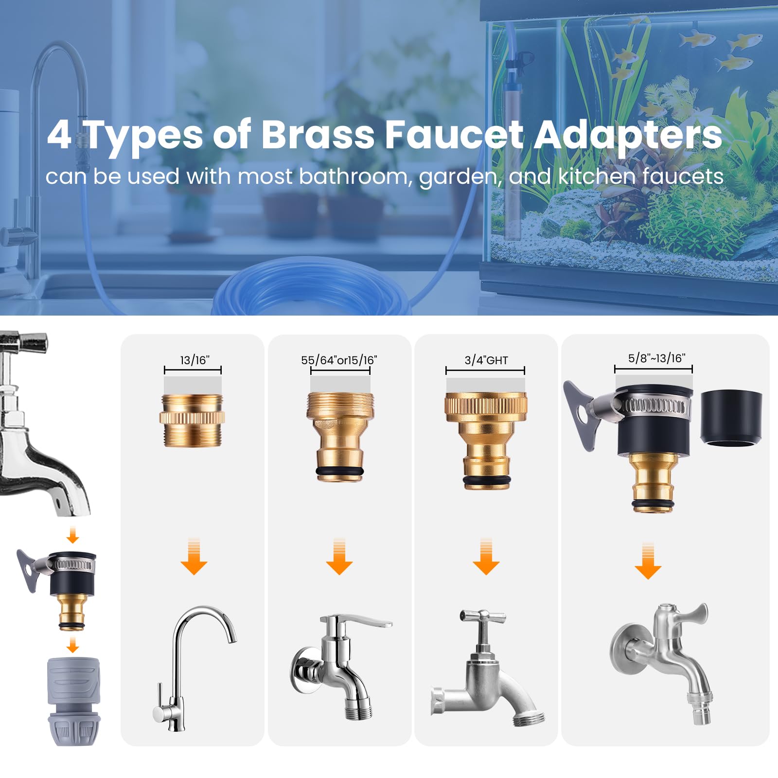 DXOVEEN aquarium water changer offers quick water changes with multi-adapter system