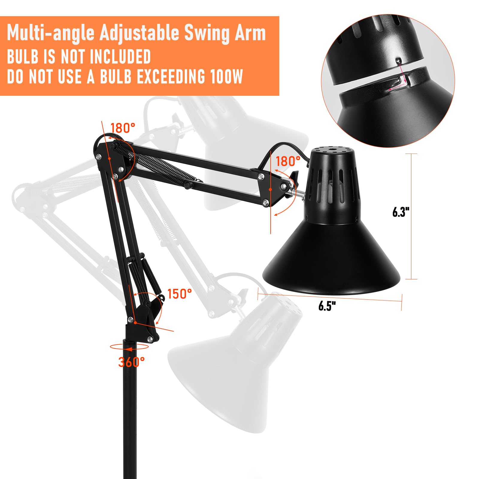 DXOVEEN E26/E27 ceramic lamp head with high reflectivity interior