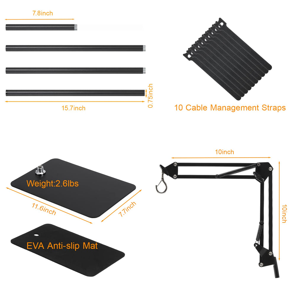 DXOVEEN stand includes cable straps for tidy wiring.
