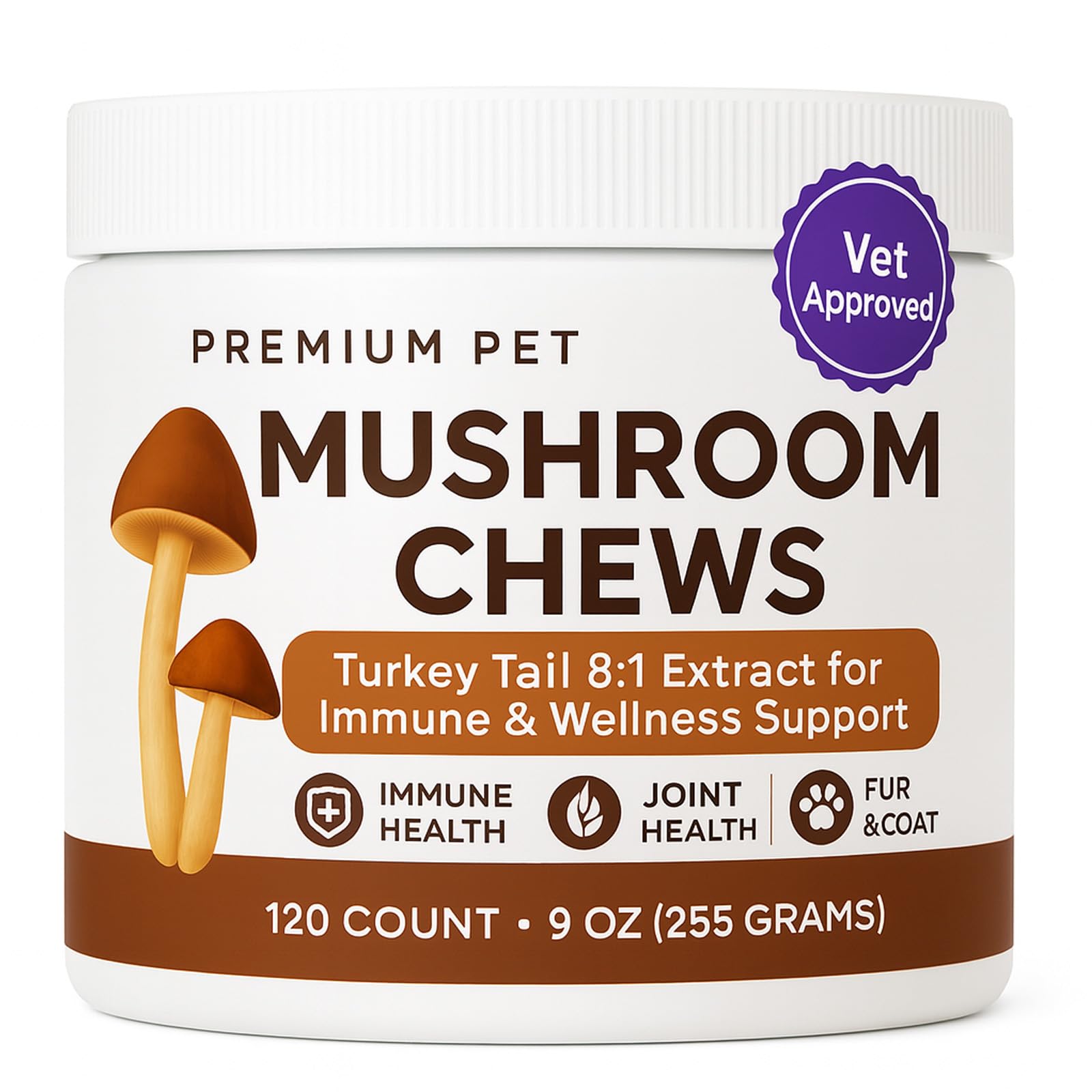 DXWXH Turkey Tail dog chews pack front for daily joint and immune support