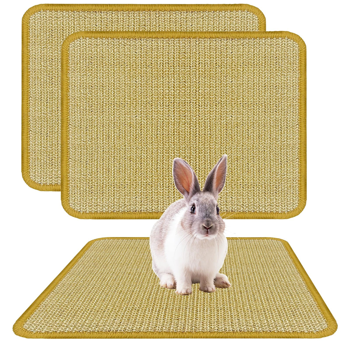 DYAUS rabbit scratching pad closeup shows natural sisal for safe chewing.