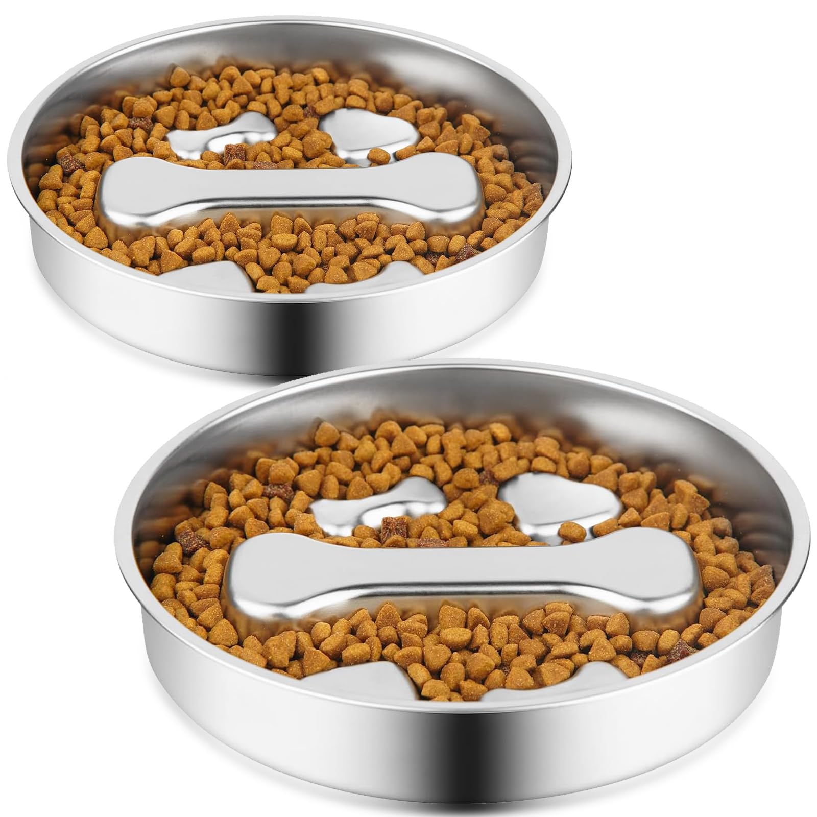 Dyienocs bone-shaped slow feeder bowl with 2-cup capacity for mindful meals.