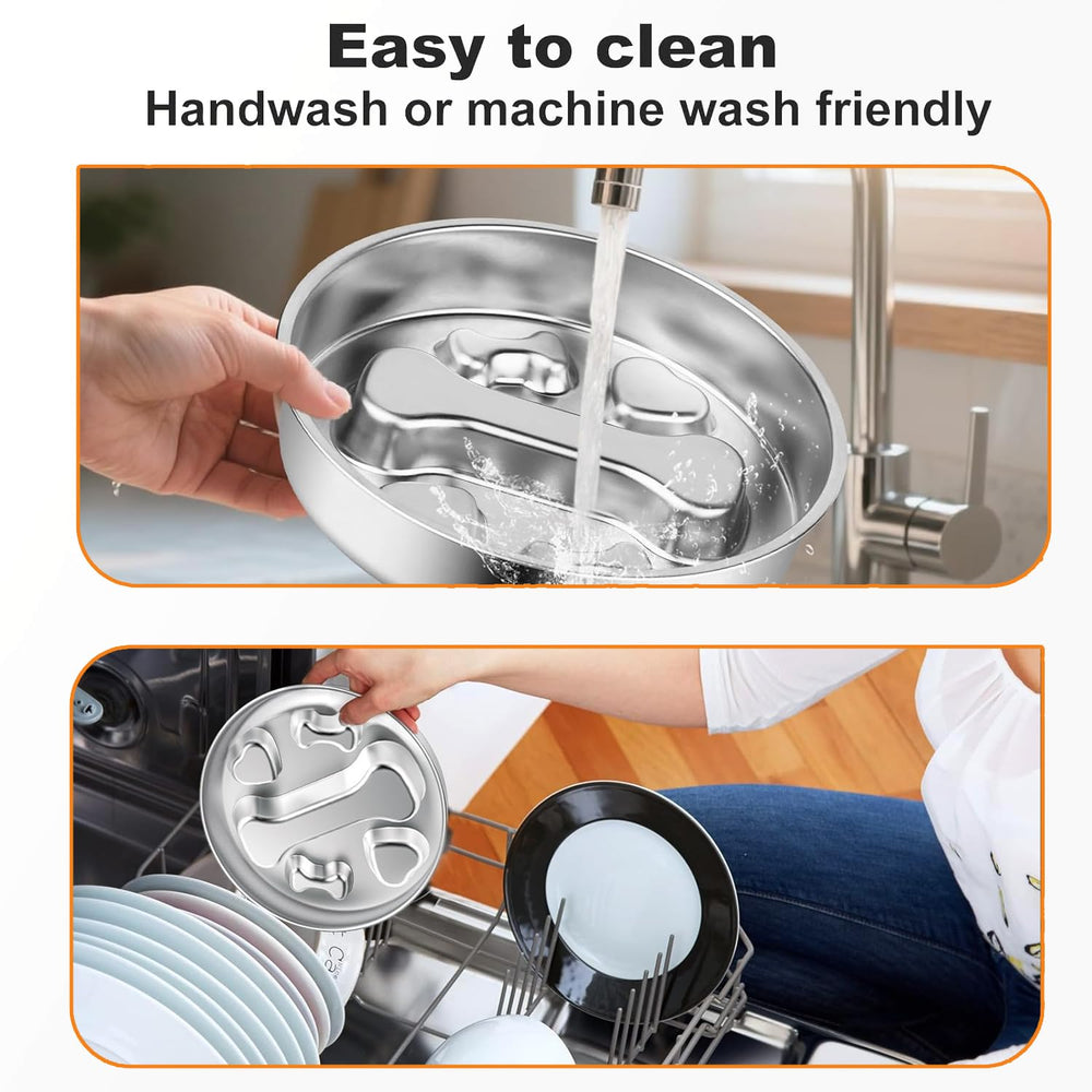 Dyienocs dishwasher-safe metal bowl simplifies after-meal cleaning.