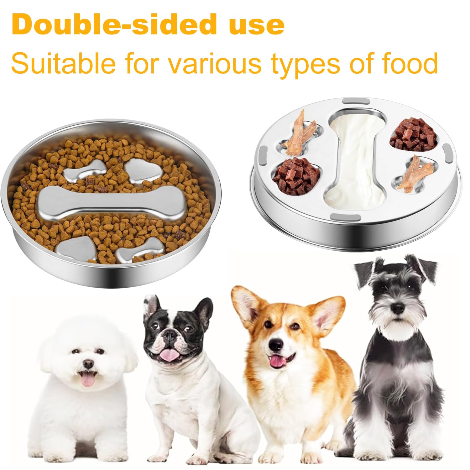 Dyienocs non-slip base pet bowl remains steady during meals.
