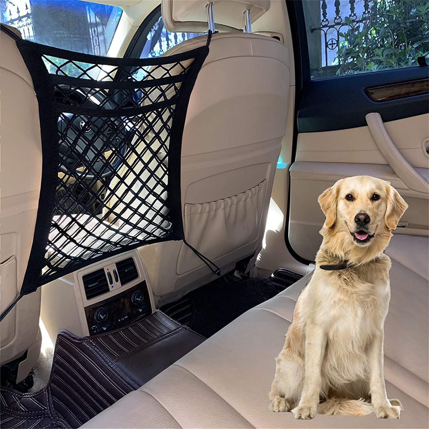 DYKESON pet barrier dog car net barrier keeps pets safely contained during drives.