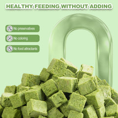 Dylan's cabin cat grass teething cubes ingredients close-up with fresh cat grass