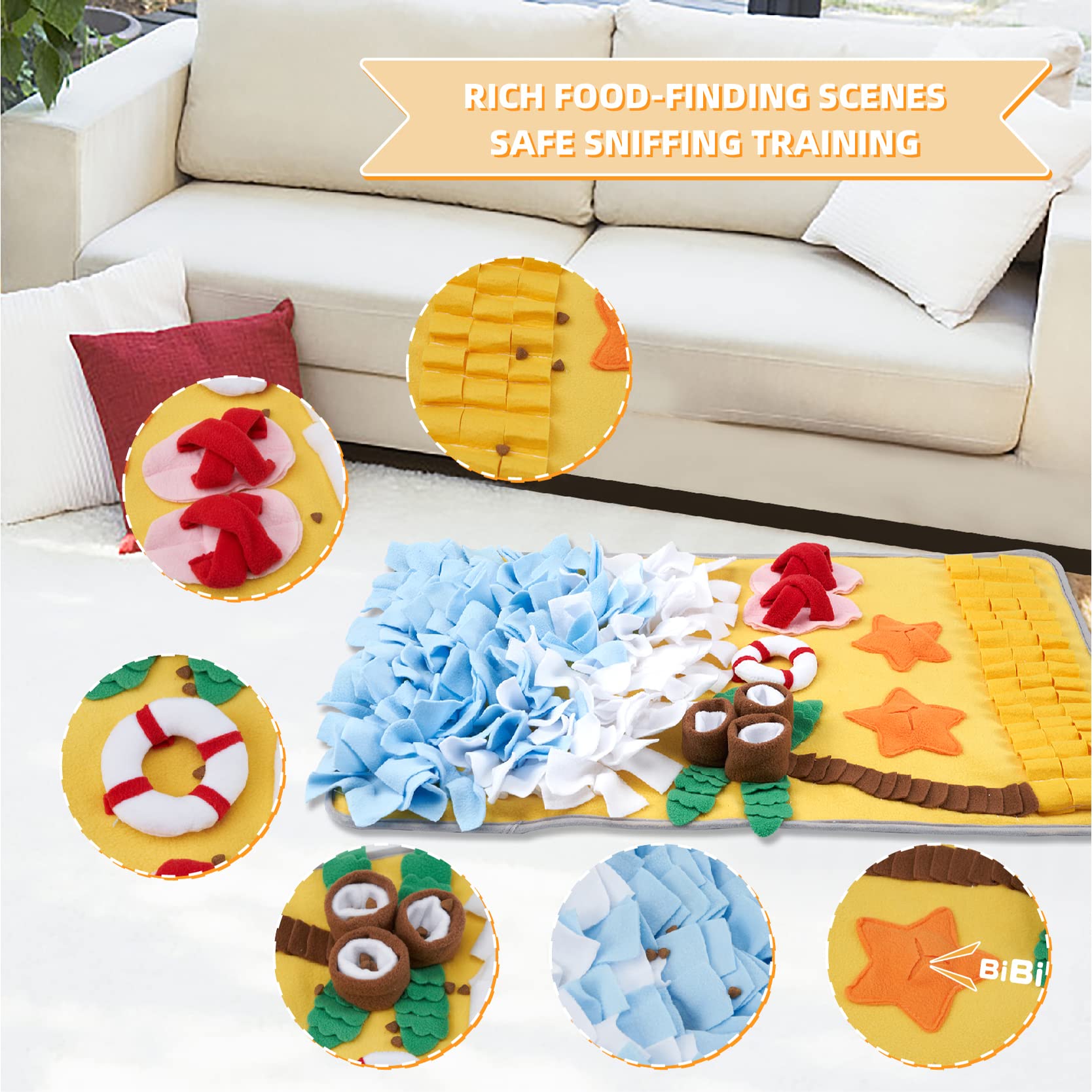 DyPinYise mat hides treats behind waves and objects