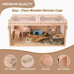 DZWLKJ wooden hamster cage 32x16 side view showing ventilation outlets for fresh air